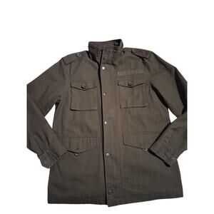 Y2K Guess Utility Military Mens Size Medium Olive Logo‎ Field Grungecore Jacket